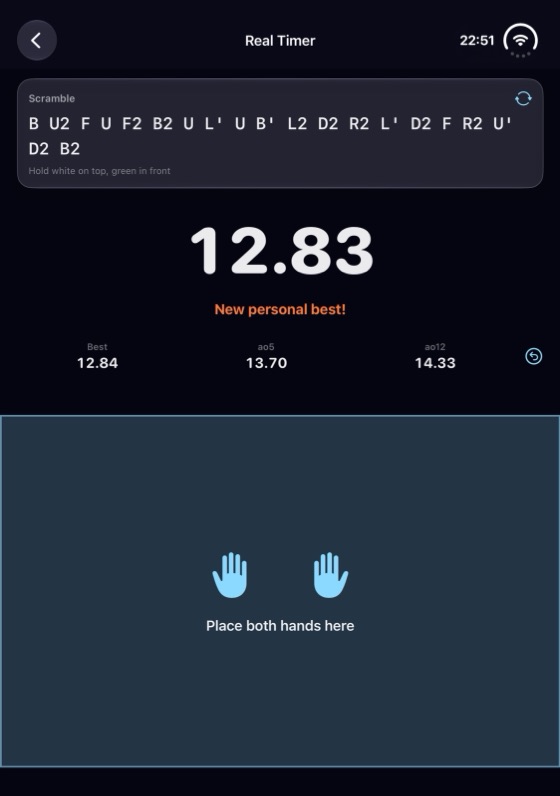 半分に開いた iPhone Duo の Cube の Real Timer